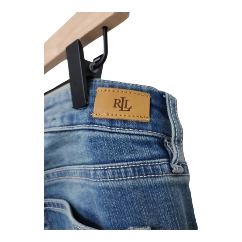 Ralph Lauren Blue Cropped Jeans with Lace Trim - Picture 6 of 8